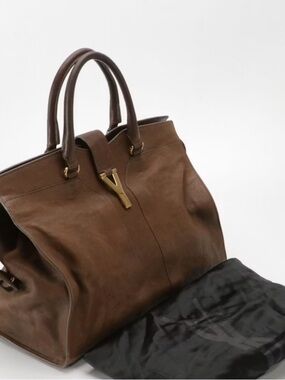 Yves Saint Laurent Classic Cabas Y Handbag in Mocha Brown Calfskin Leather